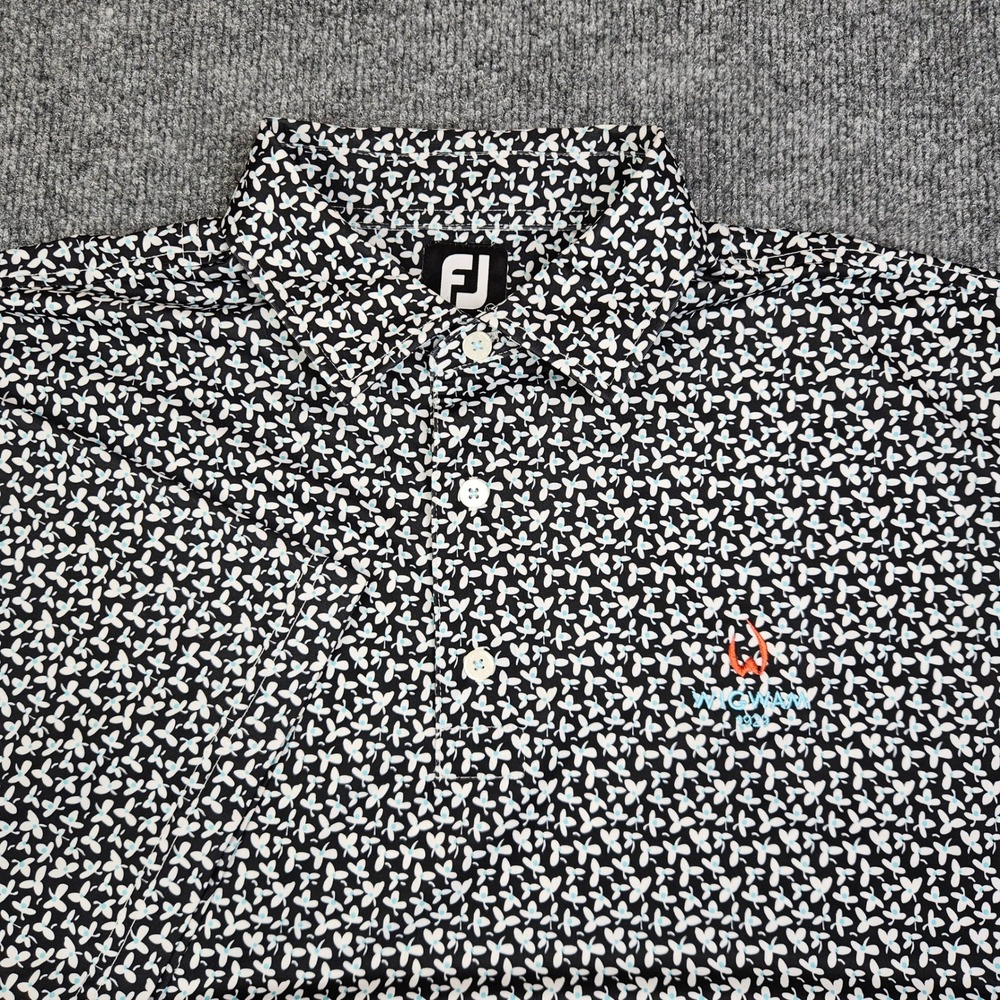 Footjoy Lisle Floral Print Polo Shirt Men's XL Golf Performance Wigwam Golf Club - Picture 2 of 9